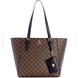 Nine West Siera Brown Patterned Tote with Black Wallet